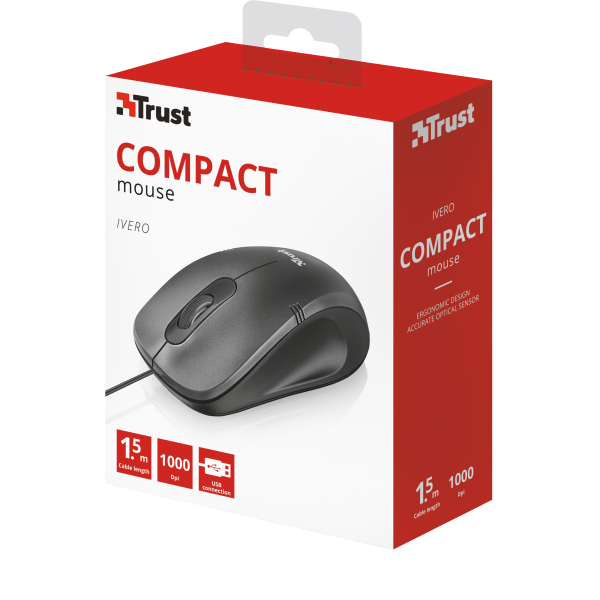 Trust Compact Mouse Ivero - Black/grey (sensor Optico De 1.000 Ppp Reales) (Ratón) Trust