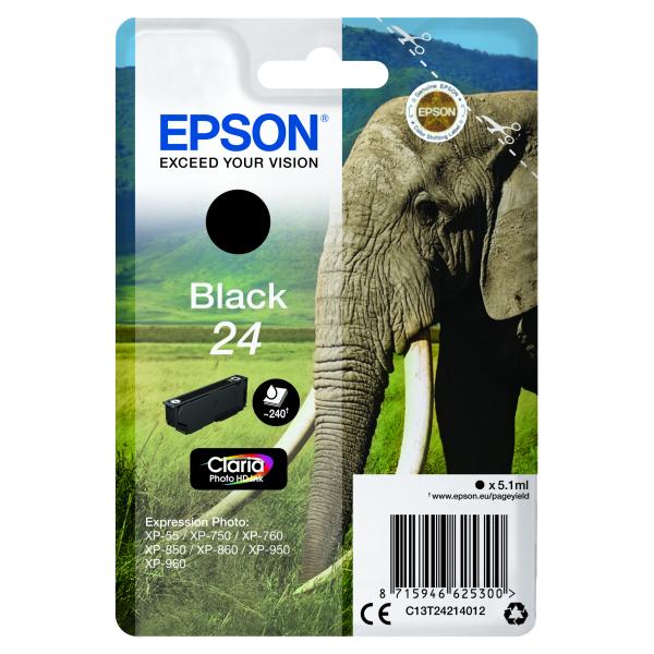 Cartucho tinta epson t242140 negro para epson xp - 750 c13t24214010 - elefante