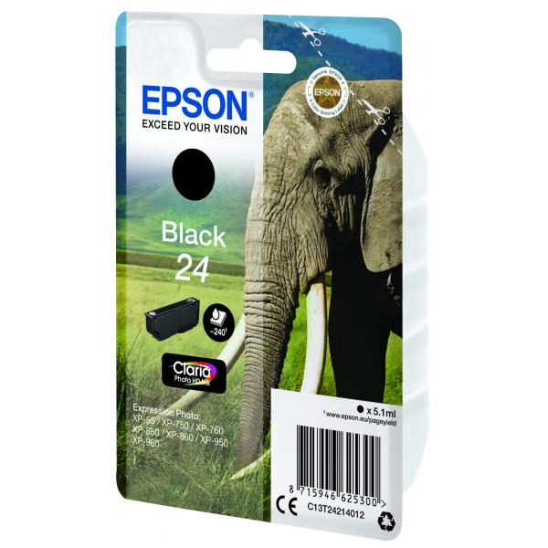 Cartucho tinta epson t242140 negro para epson xp - 750 c13t24214010 - elefante