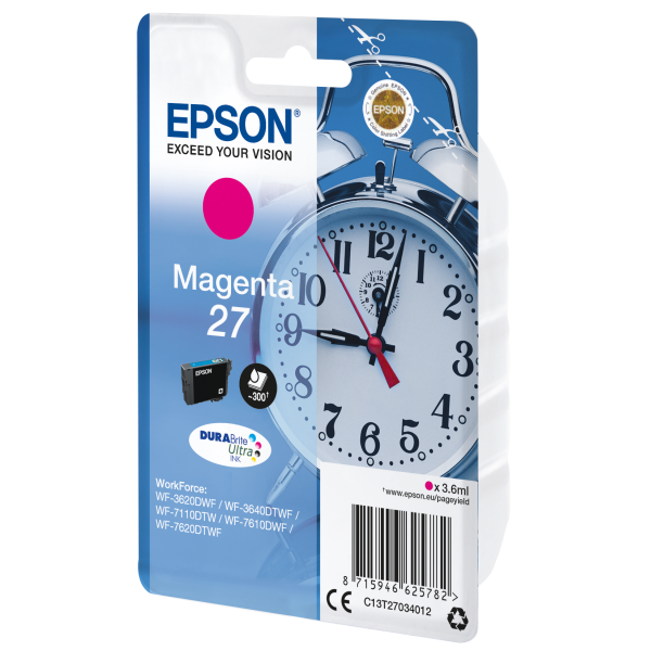 Epson Alarm clock Singlepack Magenta 27 DURABrite Ultra Ink