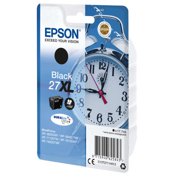 Epson Alarm clock Singlepack Black 27XL DURABrite Ultra Ink