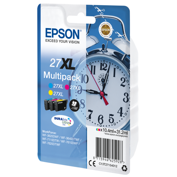 Epson Alarm clock Multipack 3-colour 27XL DURABrite Ultra Ink