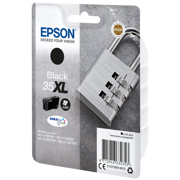 Cartucho tinta epson c13t35914010 negro 35xl - 2600 paginas - candado