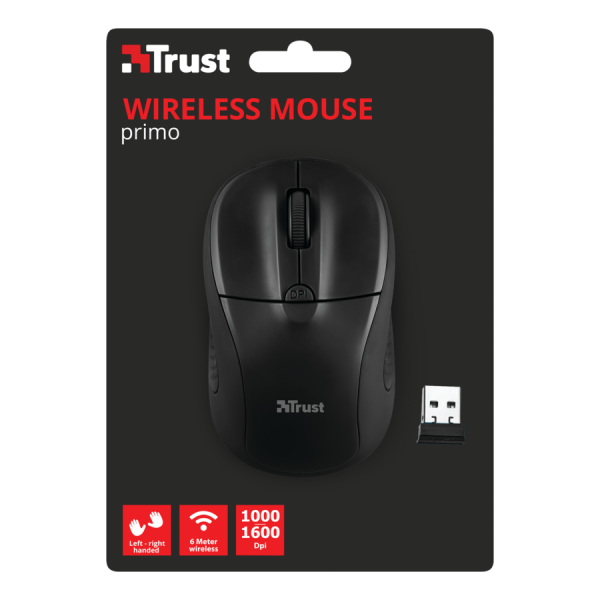 Trust Wireless Mouse Primo - Matte Black (sensor Optico De 1.000 - 1.600 Ppp Reales) (Ratón) Trust