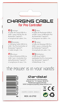 Blackfire Charging Cable Para Mando Pro Controller (oled) (Switch Cable) Blackfire