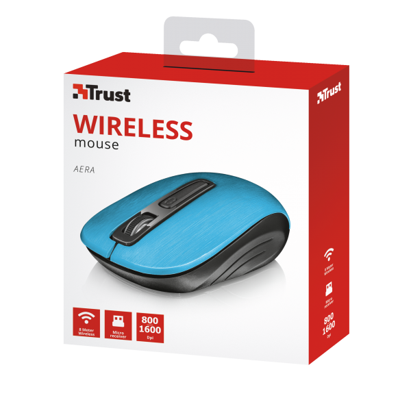 Trust Wireless Mouse Aera - Blue (sensor Optico De 800 - 1.600 Ppp Reales) (Ratón) Trust