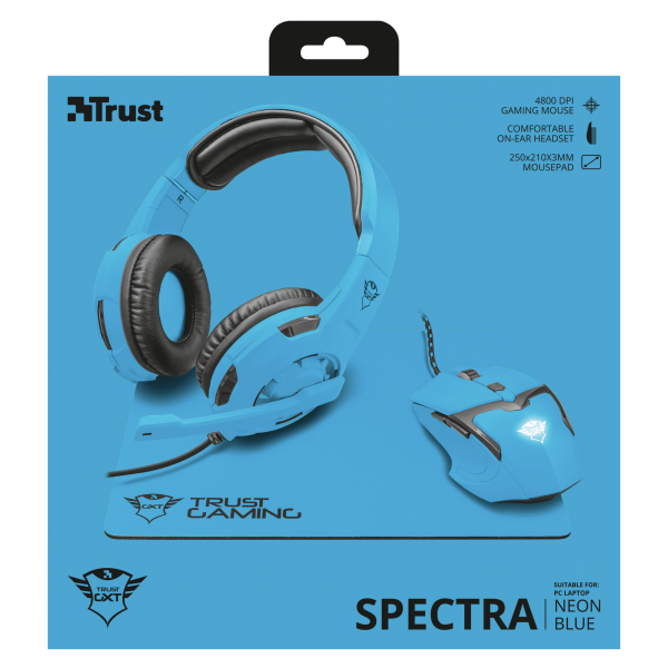 Trust Spectra Gaming Bundle Neon Blue Gxt790-sb (auricular/raton/alfombrilla) (PC) Lamee Software