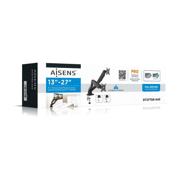 Aisens DT27TSR-045 soporte para monitor 81,3 cm (32") Negro Escritorio