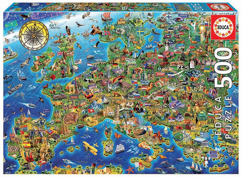 Educa Crazy European Map Puzzle rompecabezas 500 pieza(s) Mapas