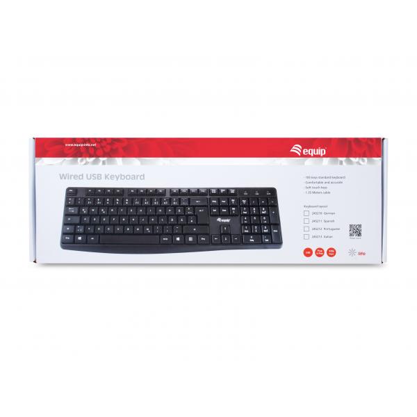 Equip 245211 teclado Oficina USB QWERTY Espaol Negro