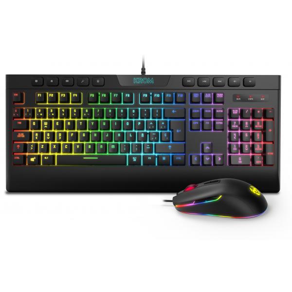 Krom Kalyos teclado Ratón incluido Juego USB Negro