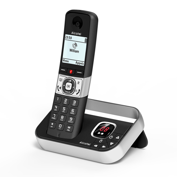 Alcatel F890 Teléfono DECT Identificador de llamadas Negro, Plata