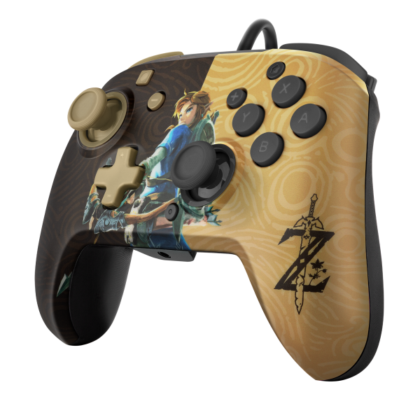 Pdp Faceoff Deluxe + Audio Wired Controller Zelda Breath Of The Wild Negro/oro (Switch Mando) Pdp