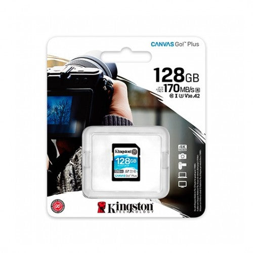 Tarjeta memoria sdxc 128gb kingston canvas go uhs - i cl10 r: 170mb - s w:90mb - s