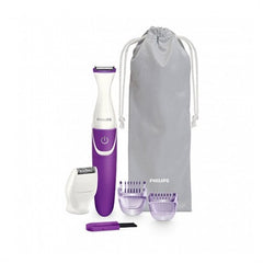 Depiladora perfiladora philips essential morado lavable - seco - 2 peines - cepillo de limpieza