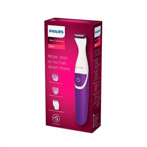 Depiladora perfiladora philips essential morado lavable - seco - 2 peines - cepillo de limpieza