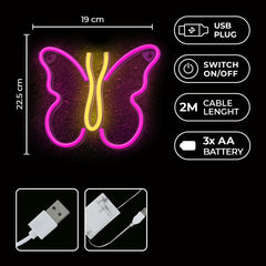 Lampara forever neon led butterfly pink