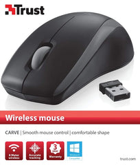 Trust Wireless Mouse Carve - Black (sensor Optico De 800 Ppp Reales) (Ratón) Trust