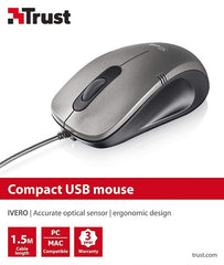 Trust Compact Mouse Ivero - Black/grey (sensor Optico De 1.000 Ppp Reales) (Ratón) Trust