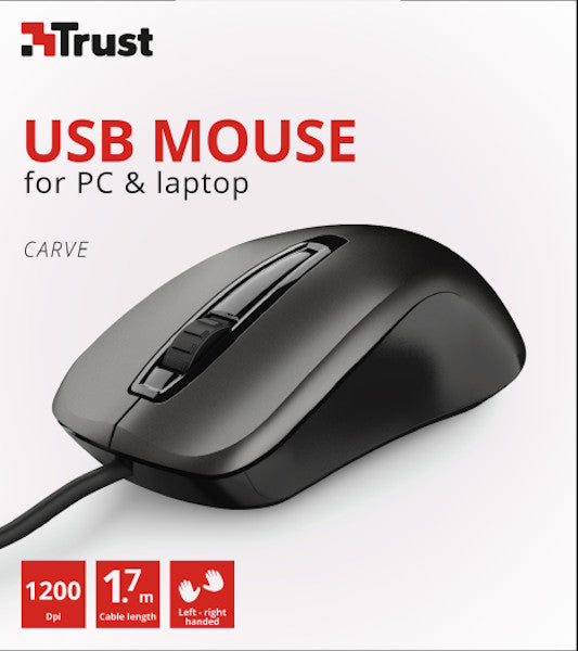 Trust Carve Usb Mouse (sensor Optico De 1.200 Ppp Reales) (Ratón) Trust