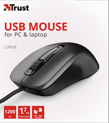 Trust Carve Usb Mouse (sensor Optico De 1.200 Ppp Reales) (Ratón) Trust