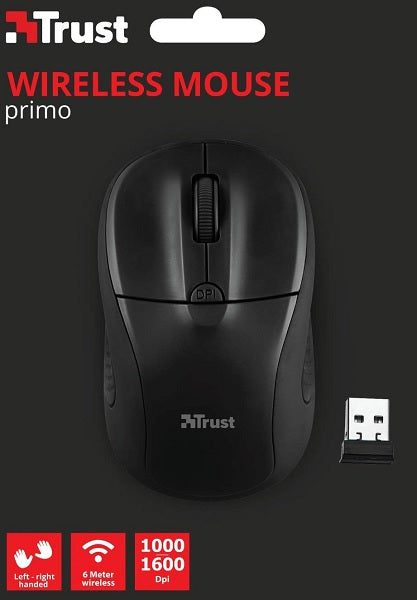 Trust Wireless Mouse Primo - Matte Black (sensor Optico De 1.000 - 1.600 Ppp Reales) (Ratón) Trust