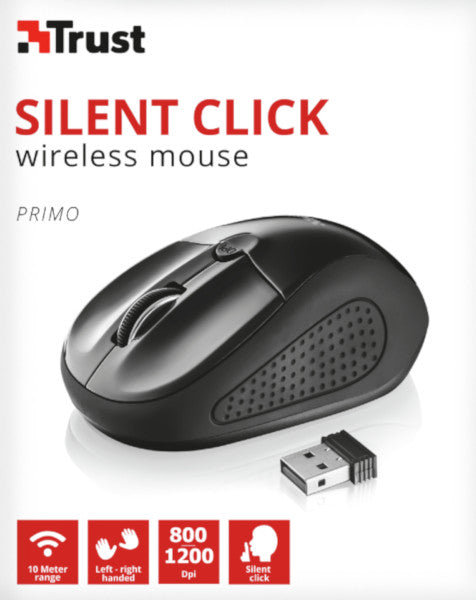 Trust Silent Click Wireless Mouse Primo Black (sensor Optico De 800 - 1.200 Ppp Reales) (Ratón) Trust