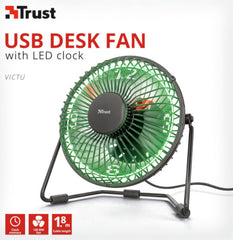 Trust Victu Usb Desk Fan With Led Clock (Ventilador) Trust