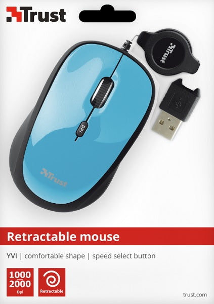 Trust Retractable Mouse Yvi Blue (sensor Optico De 1.000 - 2.000 Ppp Reales) (Ratón) Trust