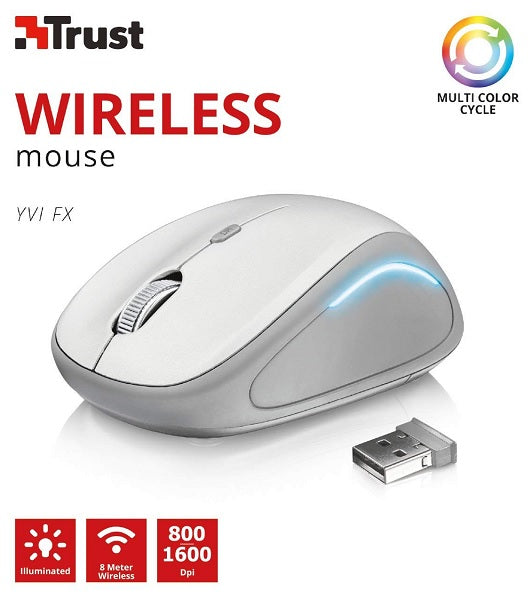 Trust Wireless Mouse Yvi Fx - White (sensor Optico De 800 - 1.600 Ppp Reales) (Ratón) Trust