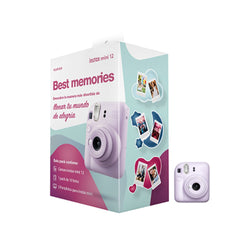 Kit camara fujifilm mini instax 12 color purpura + papel 10 fotos + 3 portara retratos