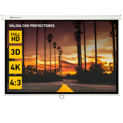 Pantalla manual videoproyector pared y techo phoenix 100 ratio 4:3 - 16:9 2m x 1.5m posicion ajustable - carcasa blanca - tela super resistente