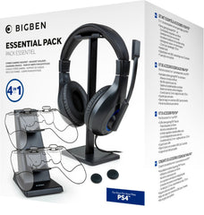 Bigben Essential Pack 4 In 1 Black (headset/soporte Headset/base De Carga Para 2 Mandos/2 Grips) (PS4 Pack) Nacon