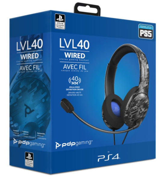 Pdp Lvl 40 Wired Stereo Gaming Headset Black Camo (negro Camo) (ps5) (PS4 Cascos) Pdp