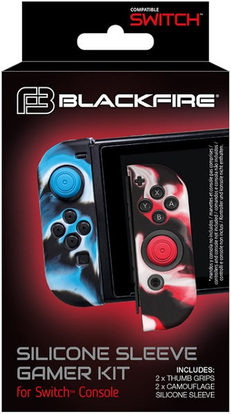 Blackfire Silicone Sleeve Gamer Kit 2 Thumb+ 2 Silicone Sleeve (camuflaje ) (oled) (Switch Funda de silicona) Blackfire