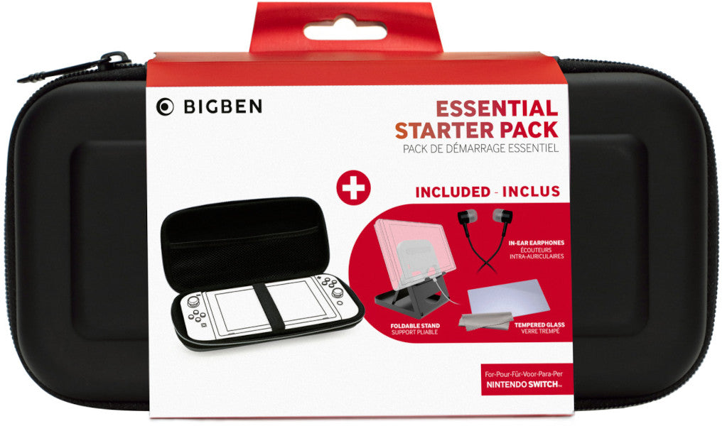 Bigben Essential Starter Pack Negro (funda Rigida/protector Pantalla/auriculares/soporte) (Switch Pack) Nacon