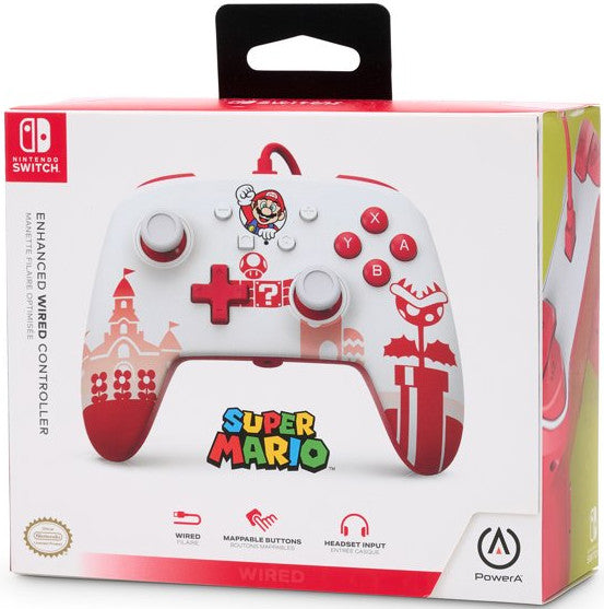 Power A Enhanced Wired Controller Super Mario White & Red (blanco/rojo) (Switch Mando) Power A