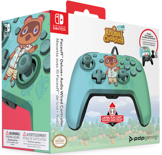 Pdp Faceoff Wired Controller+audio Wired Control Animal Crossing New Horizon Tom Nook (Switch Mando) Pdp