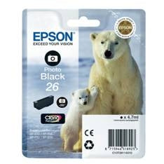 Cartucho tinta epson t261140 negro photo black 26 xp - 600 - 605 - 700 - 800 - oso polar