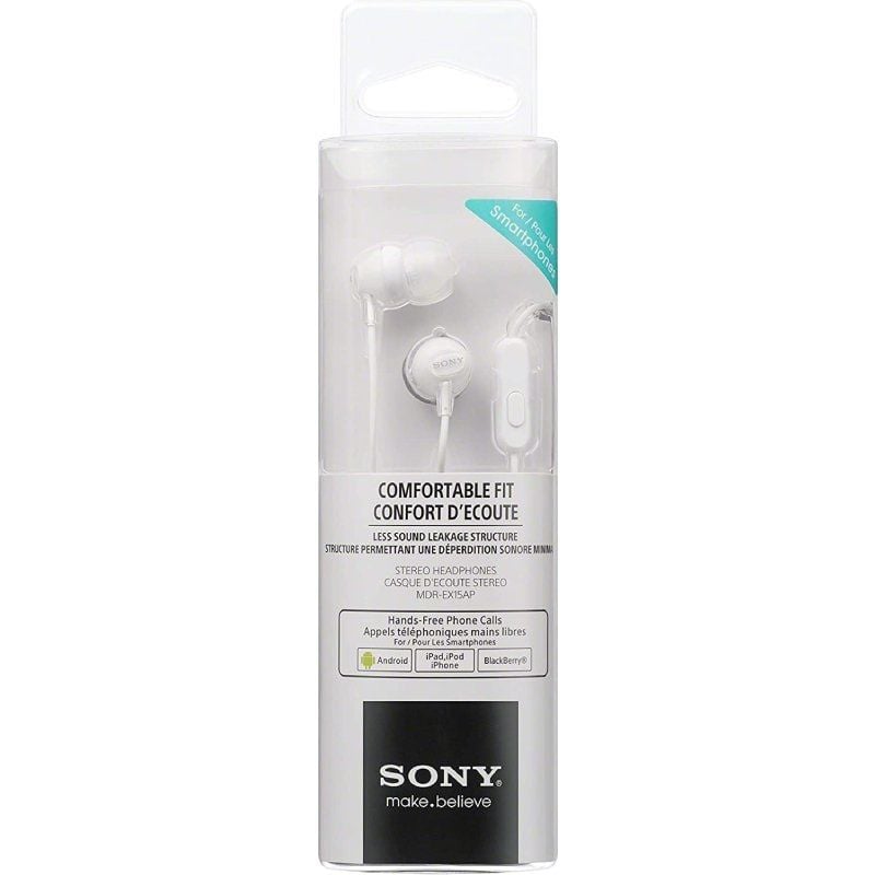 Auriculares Intrauditivos Sony MDR-EX15AP/ con Micrófono/ Jack 3.5/ Blancos