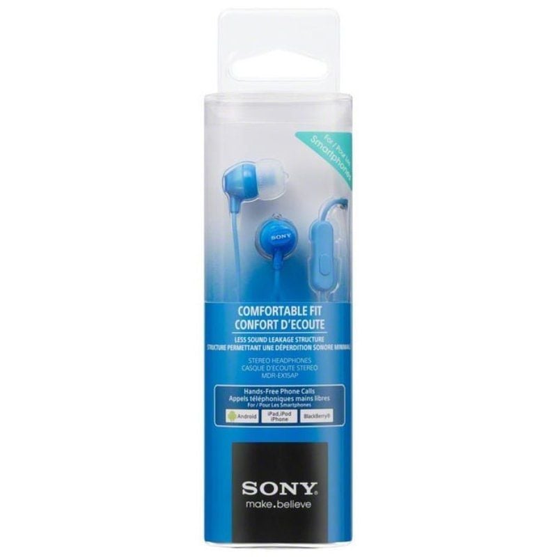 Auriculares Intrauditivos Sony MDR-EX15APLI/ con Micrófono/ Jack 3.5/ Azules