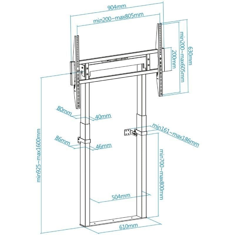 Soporte de Pared Fijo/ Suelo TooQ HIPERIN FS2280M-B para TV de 55-100"/ hasta 120kg