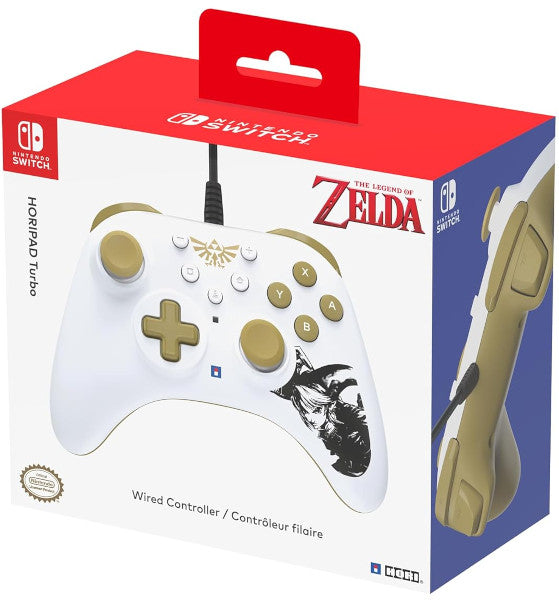 Horipad Turbo Wired Controller The Legend Of Zelda White/gold(blanco/dorado)(switch/oled) (Switch Mando) Hori