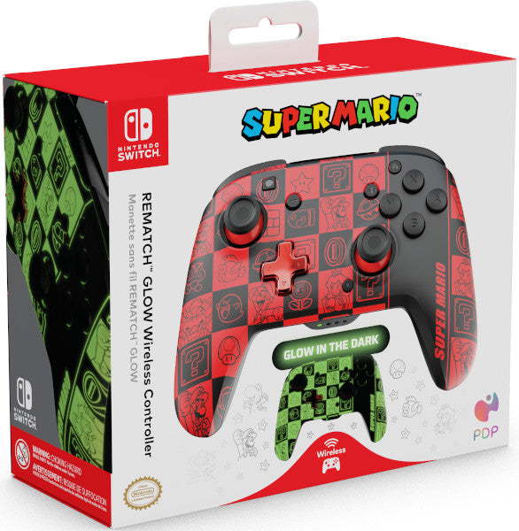 Pdp Rematch Wireless Controller Super Mario Icons (glow In The Dark) (Switch Mando) Pdp