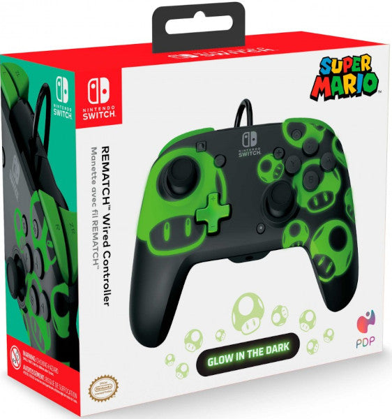 Pdp Rematch Wired Controller Super Mario Black/green (glow In The Dark) (switch/oled) (Switch Mando) Pdp