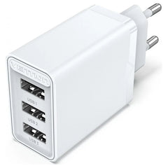 Cargador Pared/viaje 3xusb-a 12w Blanco Vention